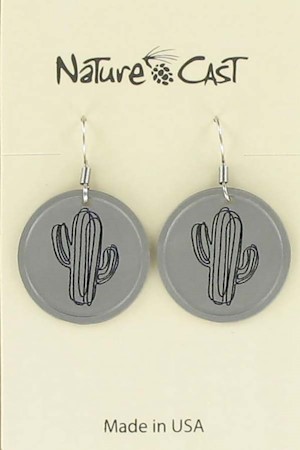 Earring dangle black etch saguaro LARGE