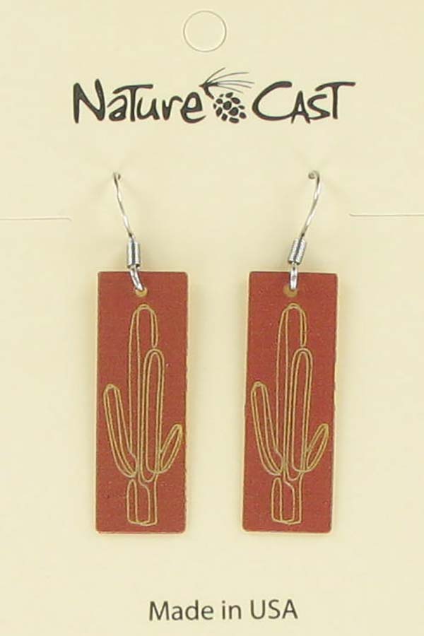 Earring dangle gold saguaro outline THUMBNAIL