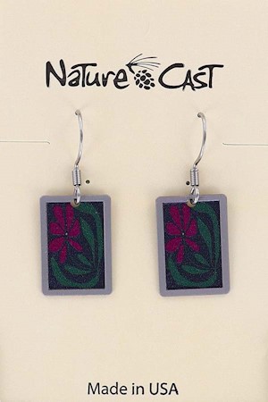 22171 EARRING DANGLE PINK FLOWER LARGE