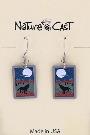 22174 EARRING DANGLE WOLF LARGE