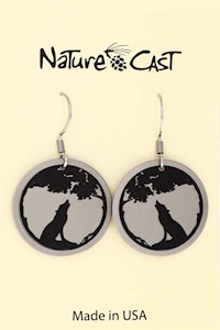 22187 Earring dangle wolf on silver round MAIN