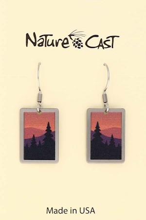 22192 Earring dangle pine trees on pink sky LARGE