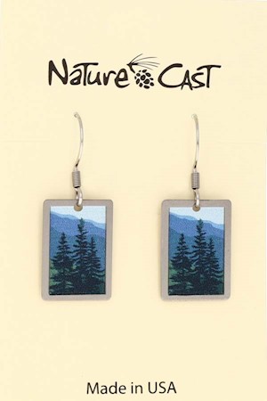 22193 Earring dangle 3 pines on blue mtns LARGE