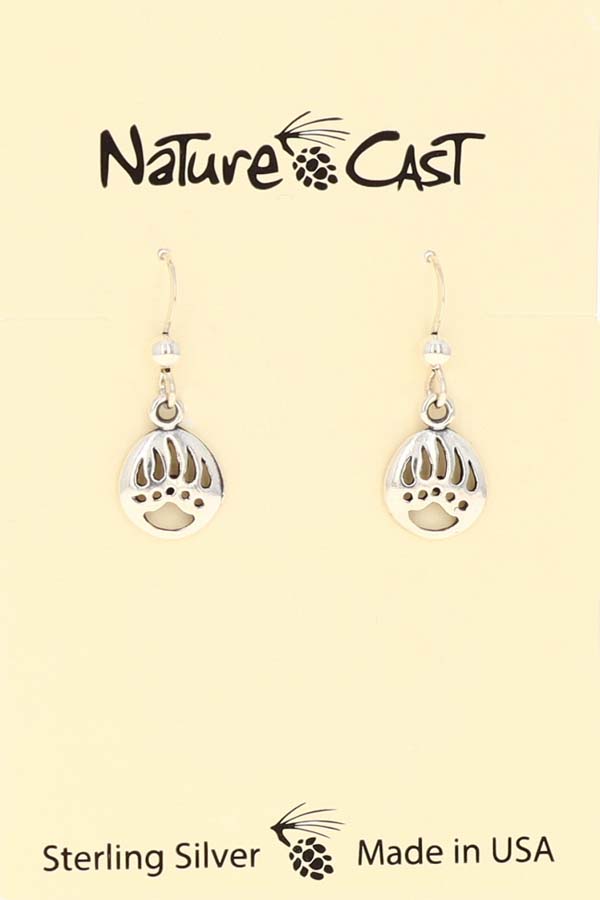 43008 Earring dangle cutout bear paw sterling silver LARGE