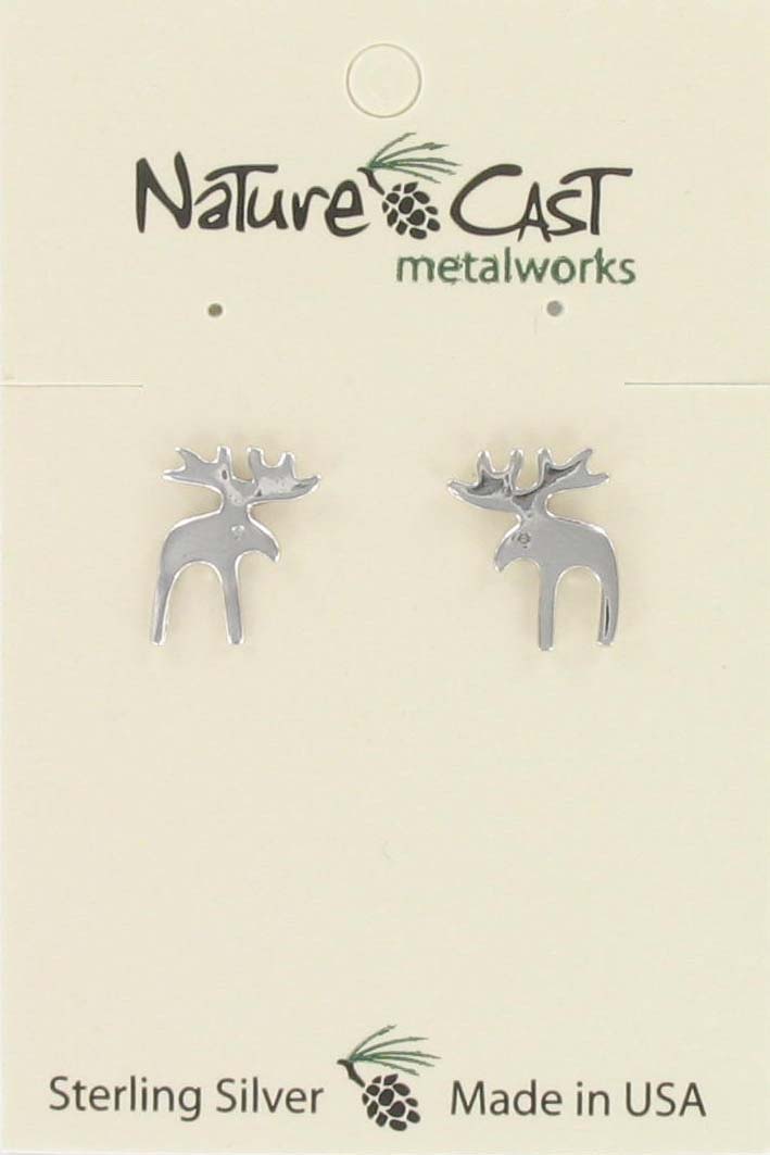 Earring post moose sterling silver THUMBNAIL