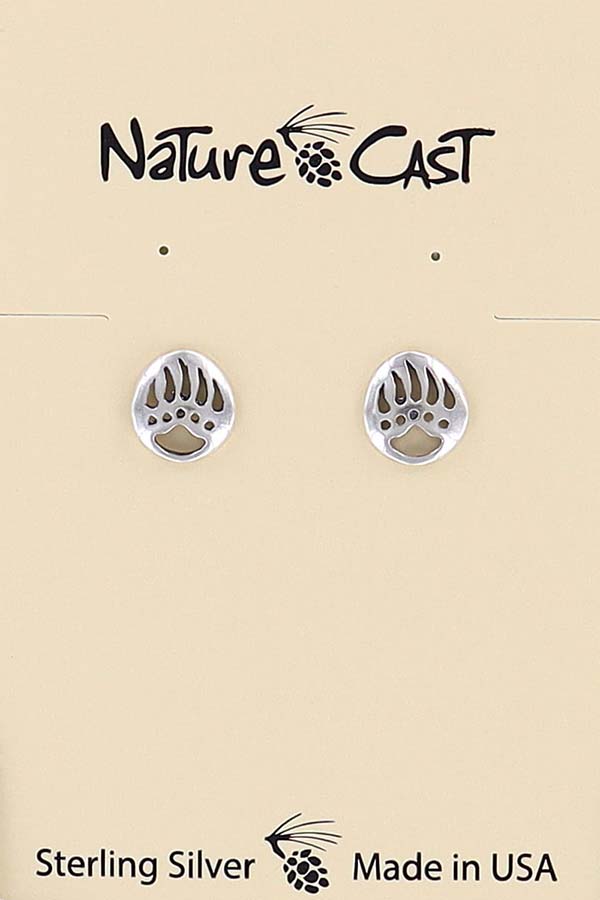 43010 Earring post cutout bear paw sterling silver THUMBNAIL