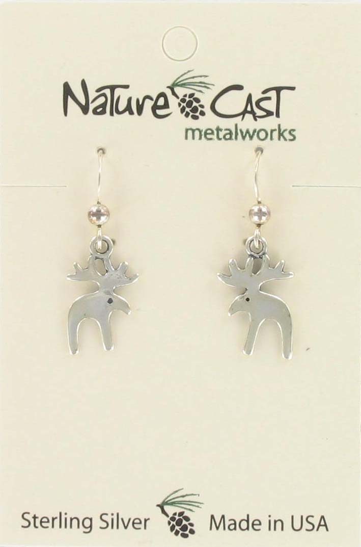 Earring dangle moose sterling silver THUMBNAIL