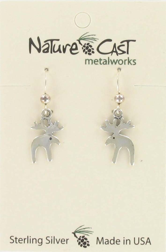 43011 Earring dangle moose sterling silver THUMBNAIL