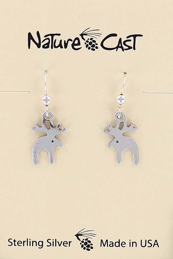 43011 Earring dangle moose sterling silver THUMBNAIL