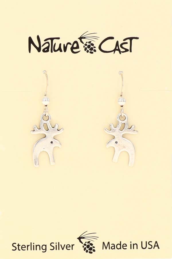 43011 Earring dangle moose sterling silver THUMBNAIL