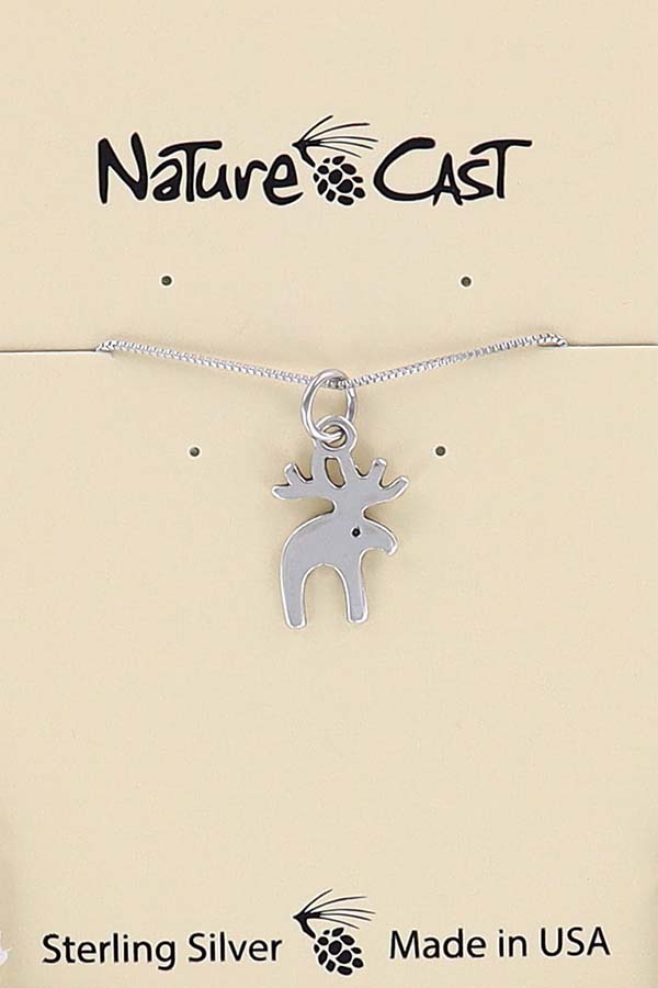 43019 Pendant small contemporary moose w/18" chain sterling silver THUMBNAIL