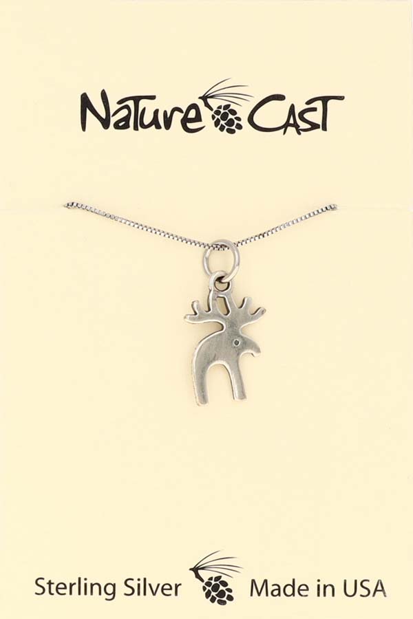 43019 Pendant small contemporary moose w/18" chain sterling silver LARGE