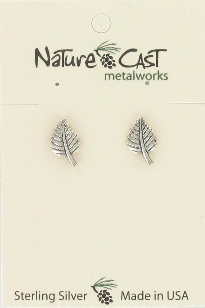 Earring post aspen leaf sterling silver THUMBNAIL