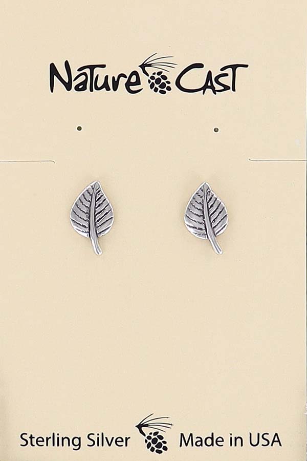 43025 Earring post aspen leaf sterling silver LARGE