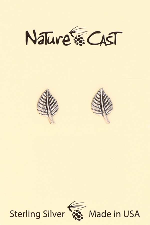 43025 Earring post aspen leaf sterling silver THUMBNAIL