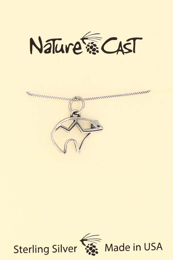 43035 Pendant open bear w/18" chain sterling silver MAIN