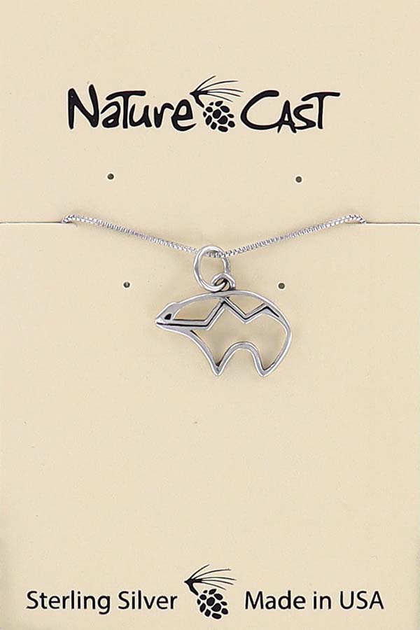 43035 Pendant open bear w/18" chain sterling silver THUMBNAIL