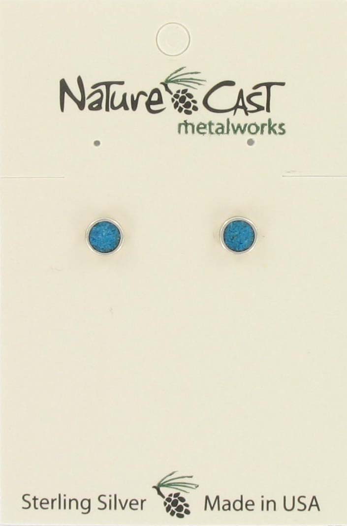 43036 Earring post round turquoise button sterling silver THUMBNAIL