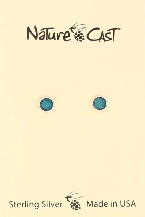 43036 Earring post round turquoise button sterling silver MAIN