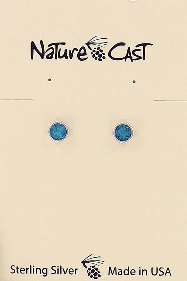 43036 Earring post round turquoise button sterling silver THUMBNAIL