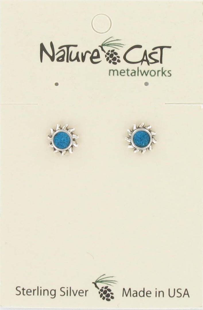 Earring post sun turquoise sterling silver THUMBNAIL
