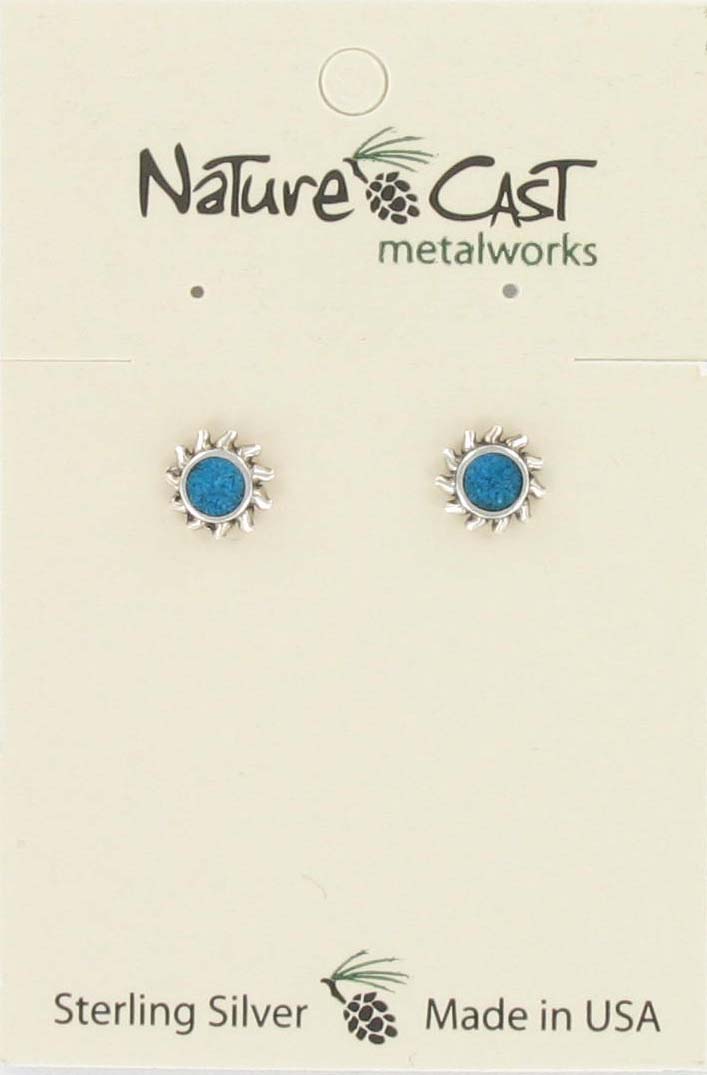 43048 Earring post sun turquoise sterling silver MAIN