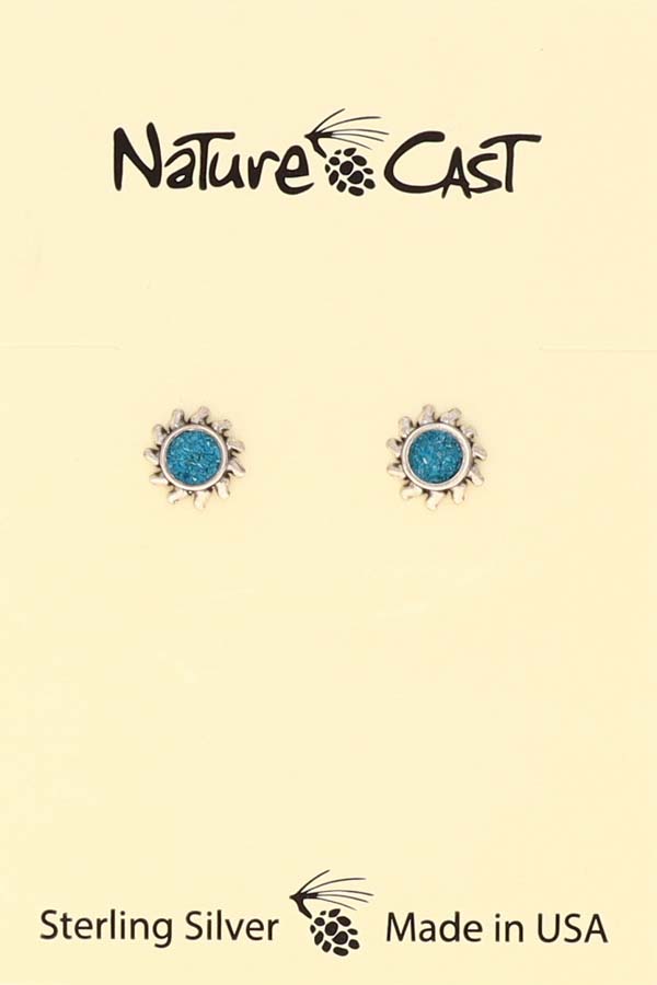 43048 Earring post sun turquoise sterling silver MAIN