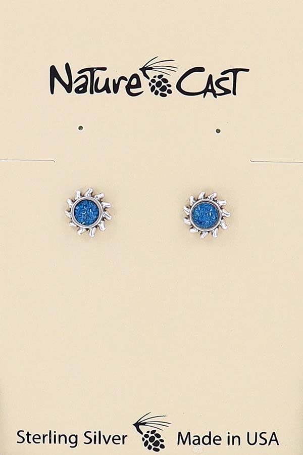 43048 Earring post sun turquoise sterling silver THUMBNAIL