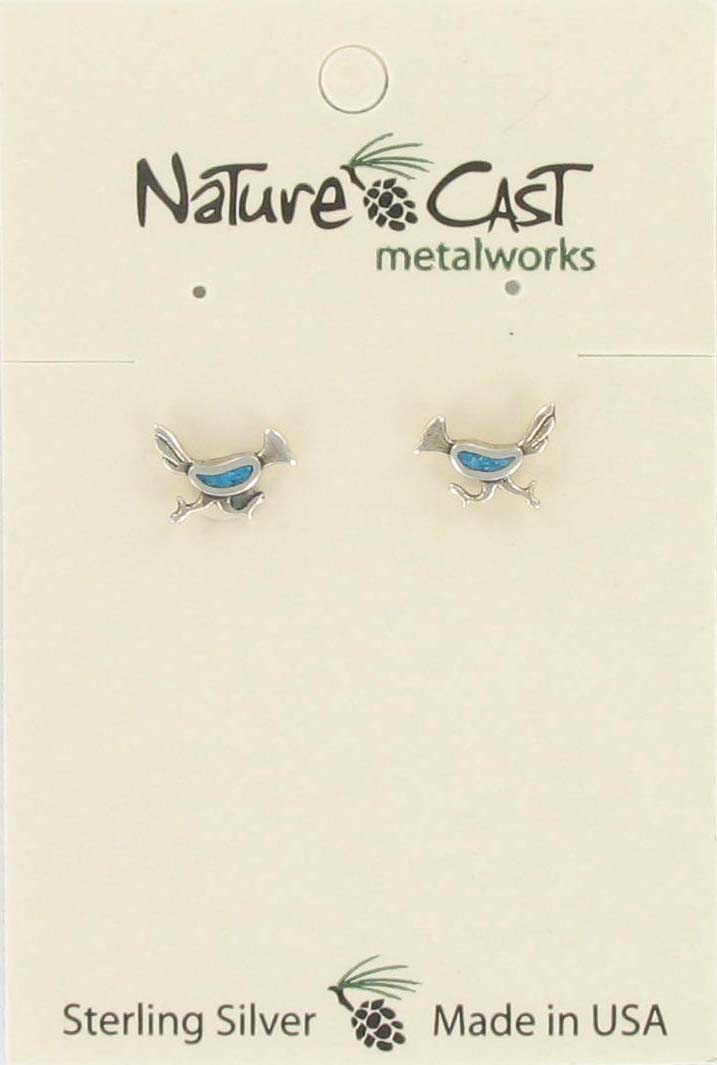 Earring post roadrunner turquoise sterling silver THUMBNAIL