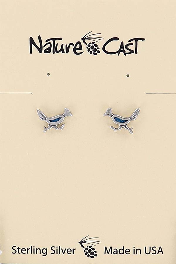 43049 Earring post roadrunner turquoise sterling silver LARGE