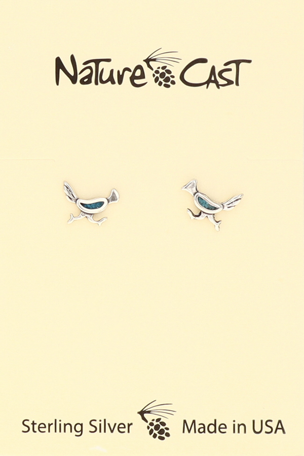 43049 Earring post roadrunner turquoise sterling silver MAIN