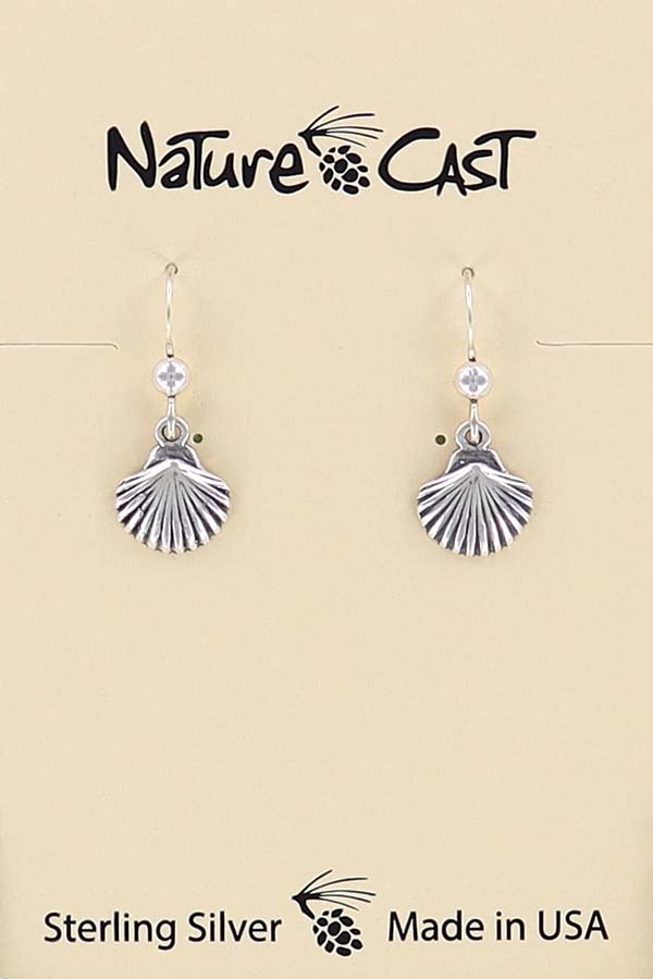 43055 Earring dangle clam shell sterling silver THUMBNAIL