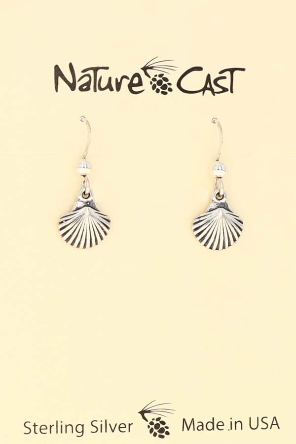 43055 Earring dangle clam shell sterling silver LARGE