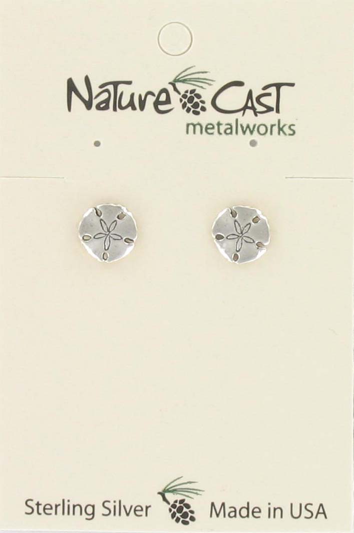 Earring post sand dollar sterling silver THUMBNAIL