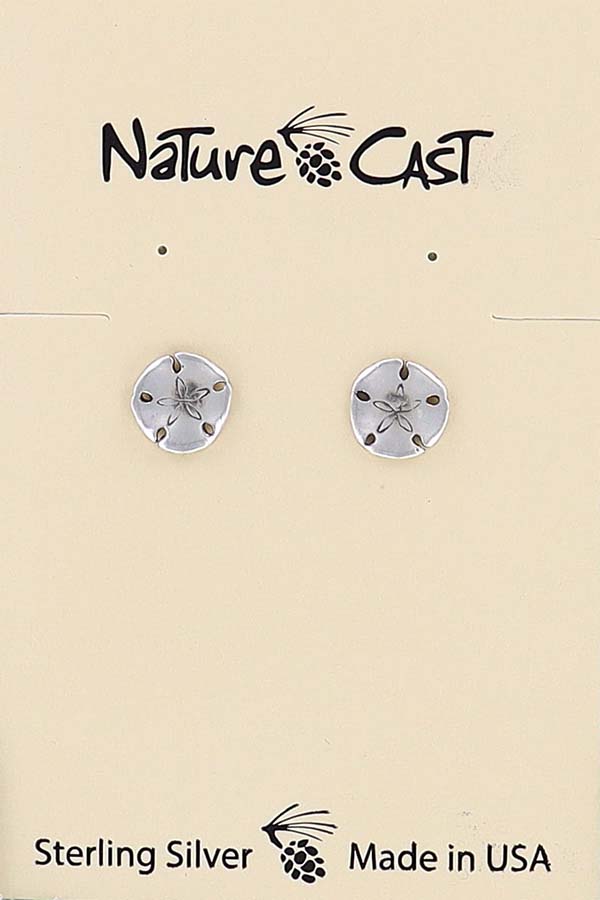 43056 Earring post sand dollar sterling silver LARGE