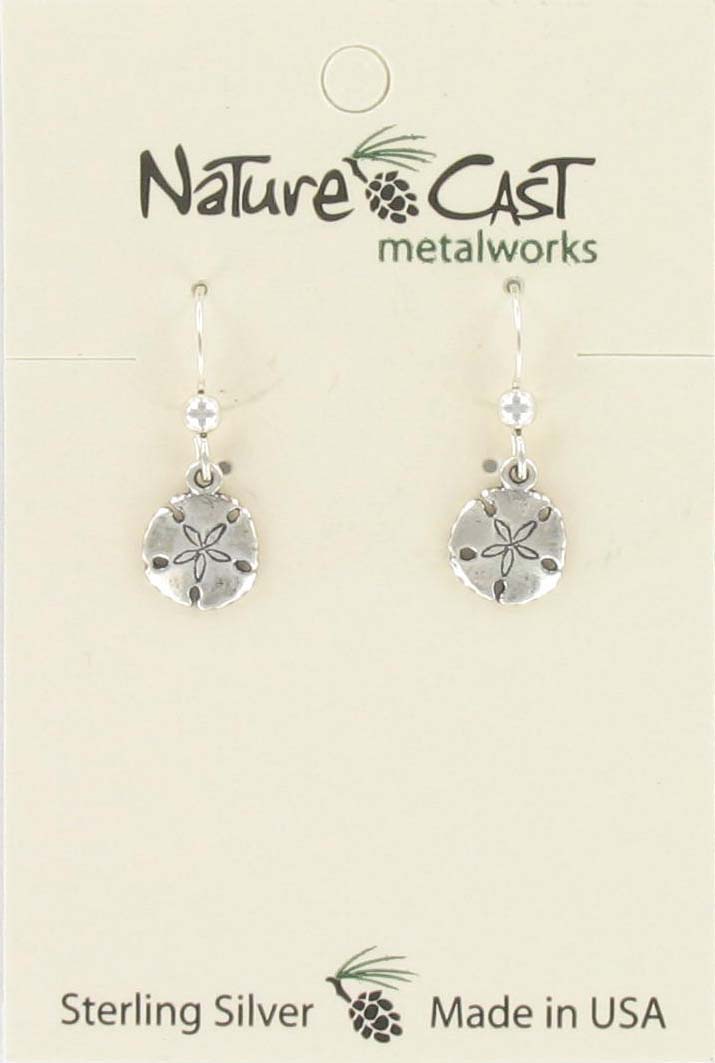 Earring dangle sand dollar sterling silver THUMBNAIL