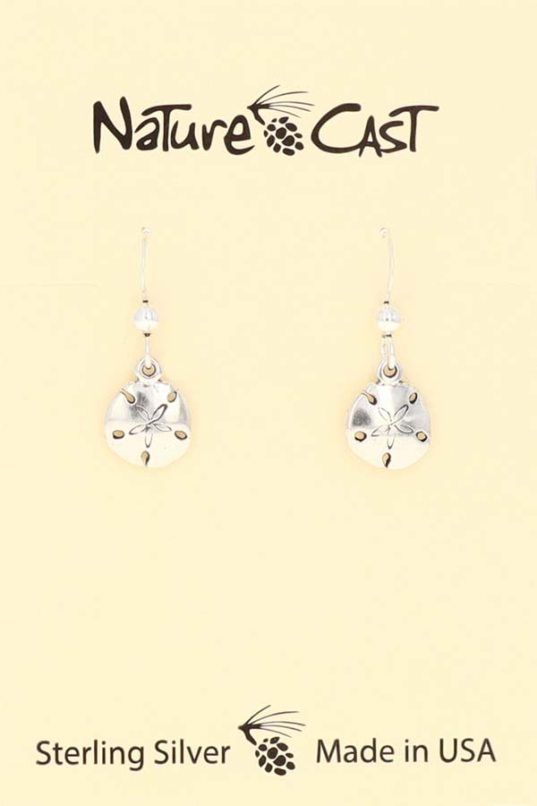 43057 Earring dangle sand dollar sterling silver LARGE