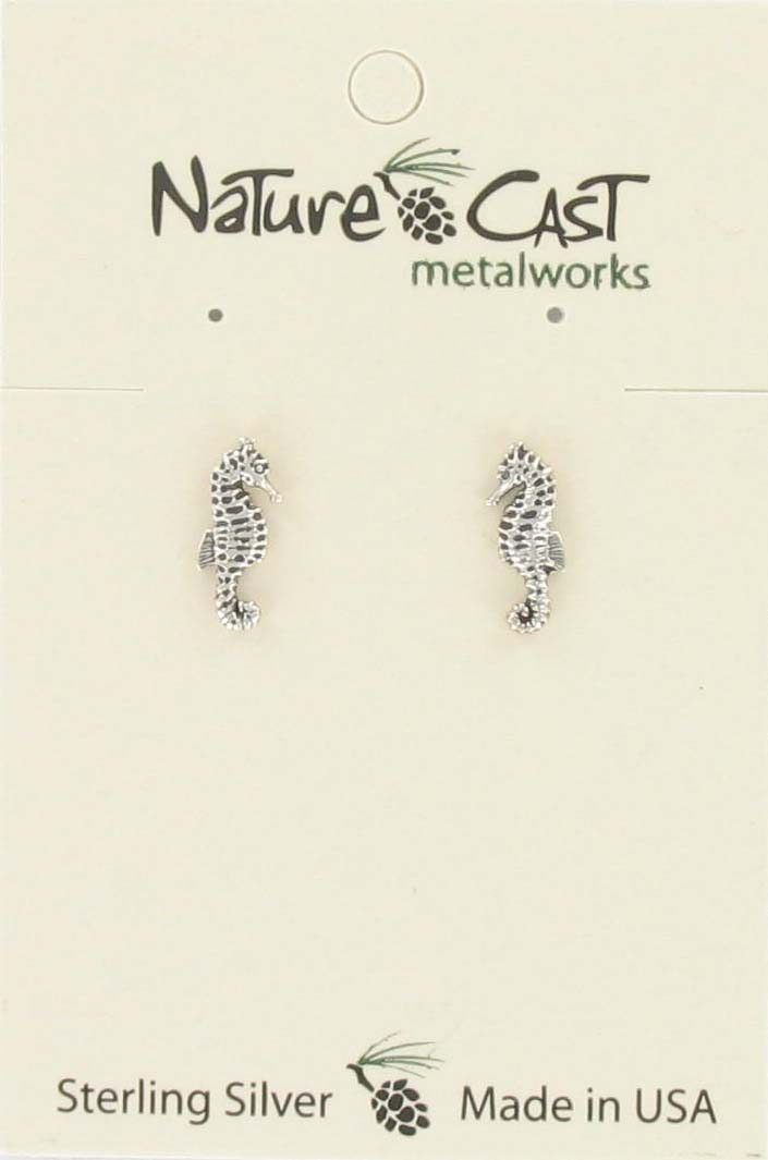 Earring post sea horse sterling silver MAIN