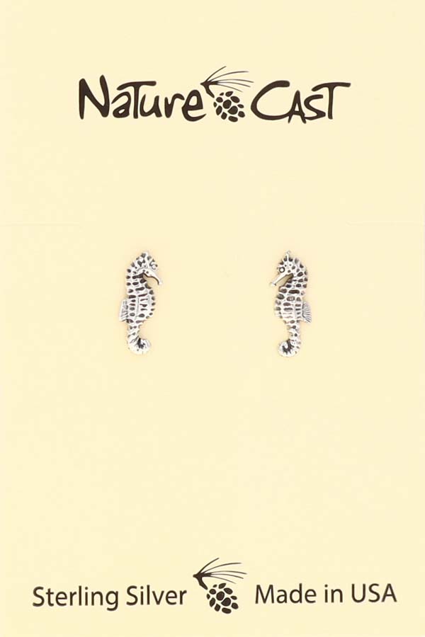 43058 Earring post sea horse sterling silver THUMBNAIL