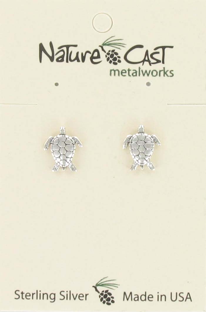 Earring post sea turtle sterling silver THUMBNAIL