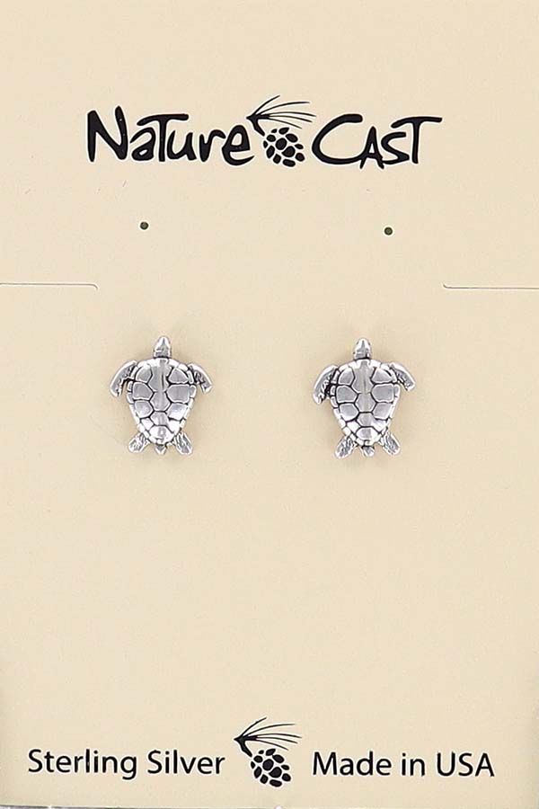 43059 Earring post sea turtle sterling silver LARGE