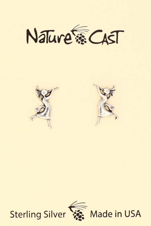 43062 Earring post kokopelli girl sterling silver MAIN