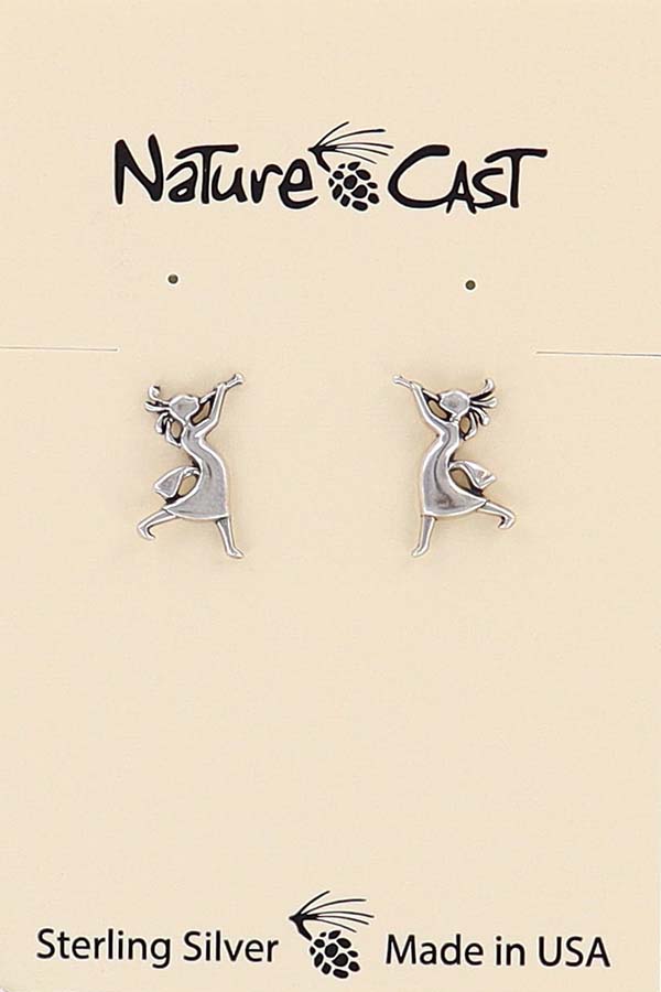 43062 Earring post kokopelli girl sterling silver THUMBNAIL