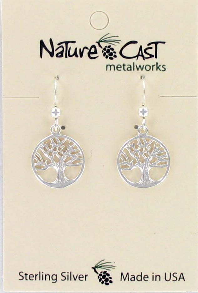Earring dangle tree of life sterling silver THUMBNAIL