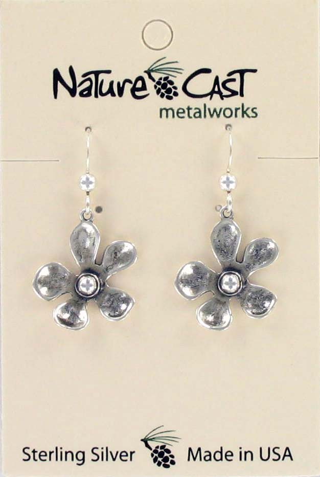 Earring dangle flower without gold sterling silver THUMBNAIL