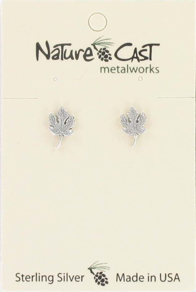 Earring post maple leaf sterling silver THUMBNAIL