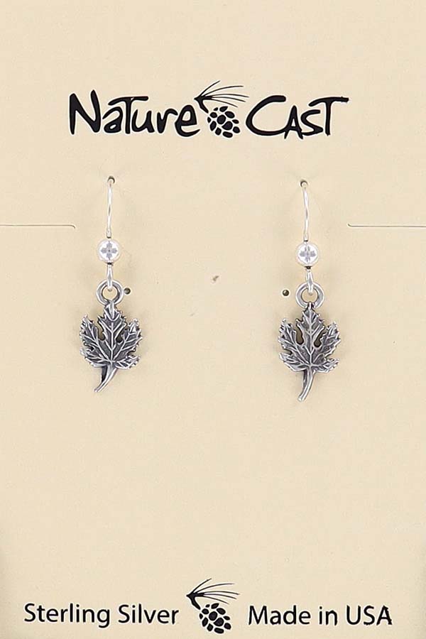 43086 Earring dangle maple leaf sterling silver LARGE