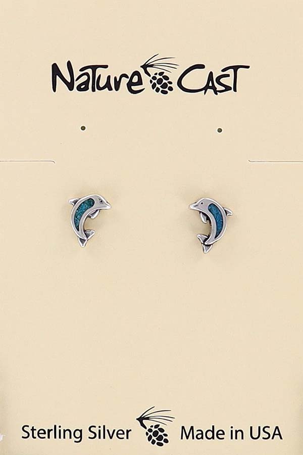 43095 Earring post sterling silver dolphin THUMBNAIL