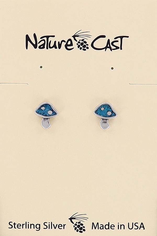 43097 Earring post sterling silver turq mushroom LARGE