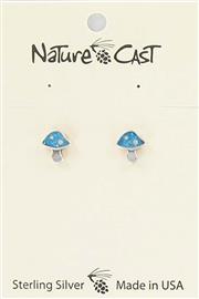 Earring post sterling silver turq mushroom THUMBNAIL